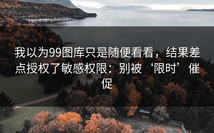 我以为99图库只是随便看看，结果差点授权了敏感权限：别被‘限时’催促