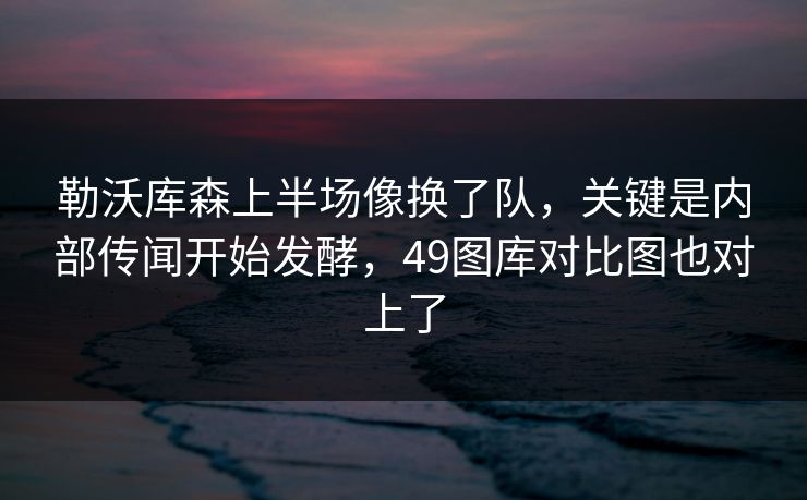 勒沃库森上半场像换了队，关键是内部传闻开始发酵，49图库对比图也对上了