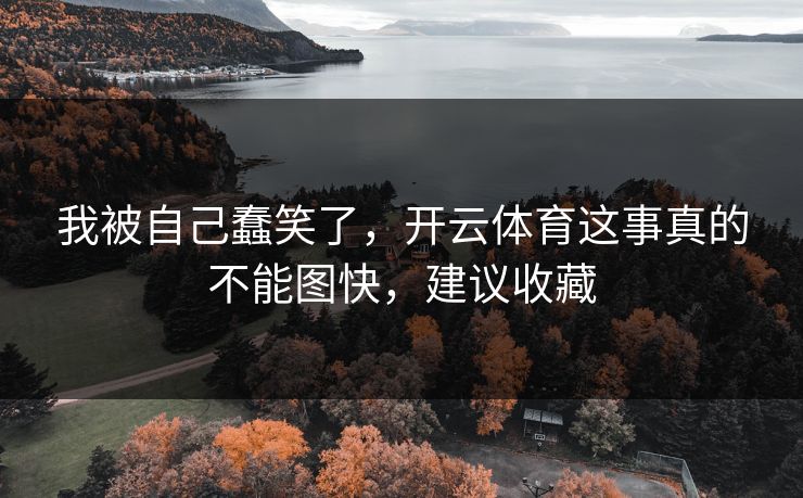 我被自己蠢笑了，开云体育这事真的不能图快，建议收藏